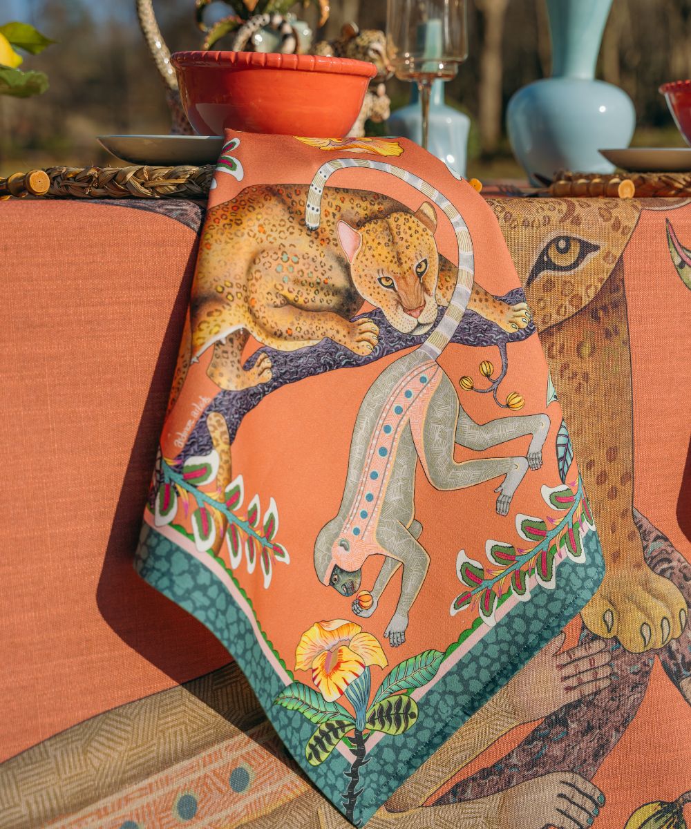 Monkey Tales Napkins (Pair) - Coral