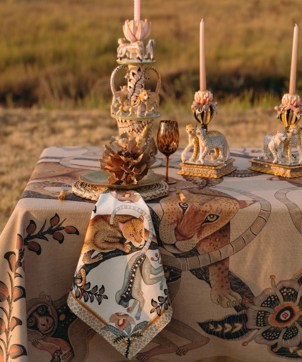 Monkey Tales Napkins (Pair) - Stone