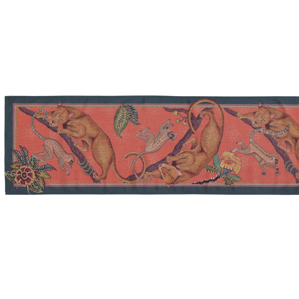 Monkey Tales Linaza Table Runner - Coral