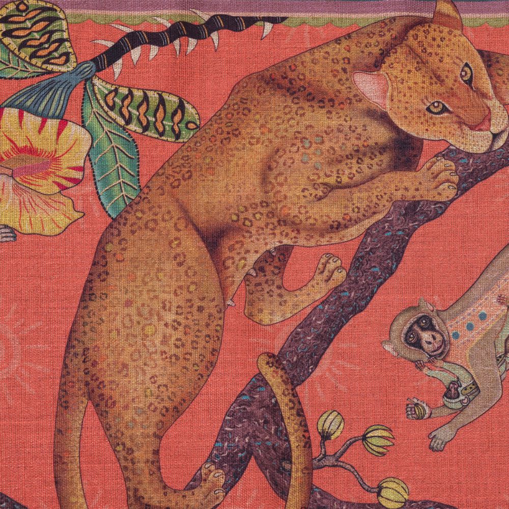 Monkey Tales Linaza Table Runner - Coral