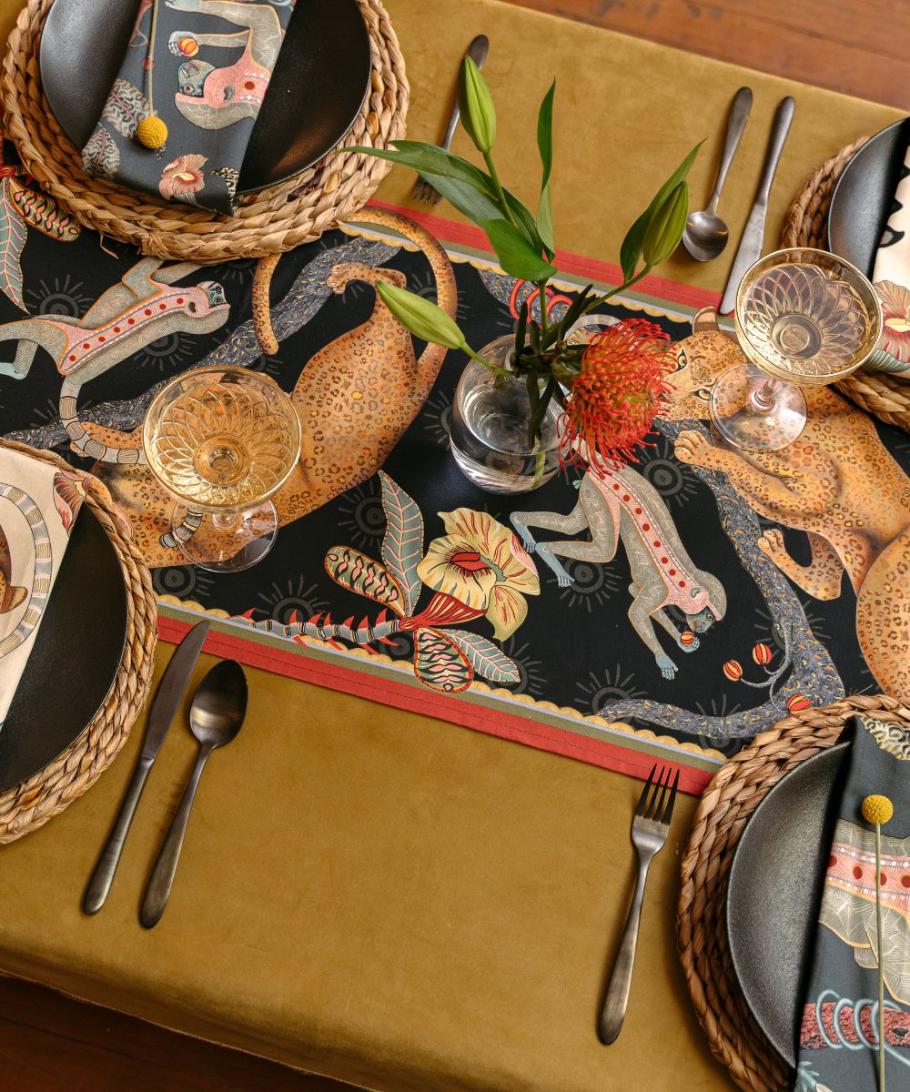 Monkey Tales Cotton Table Runner - Night