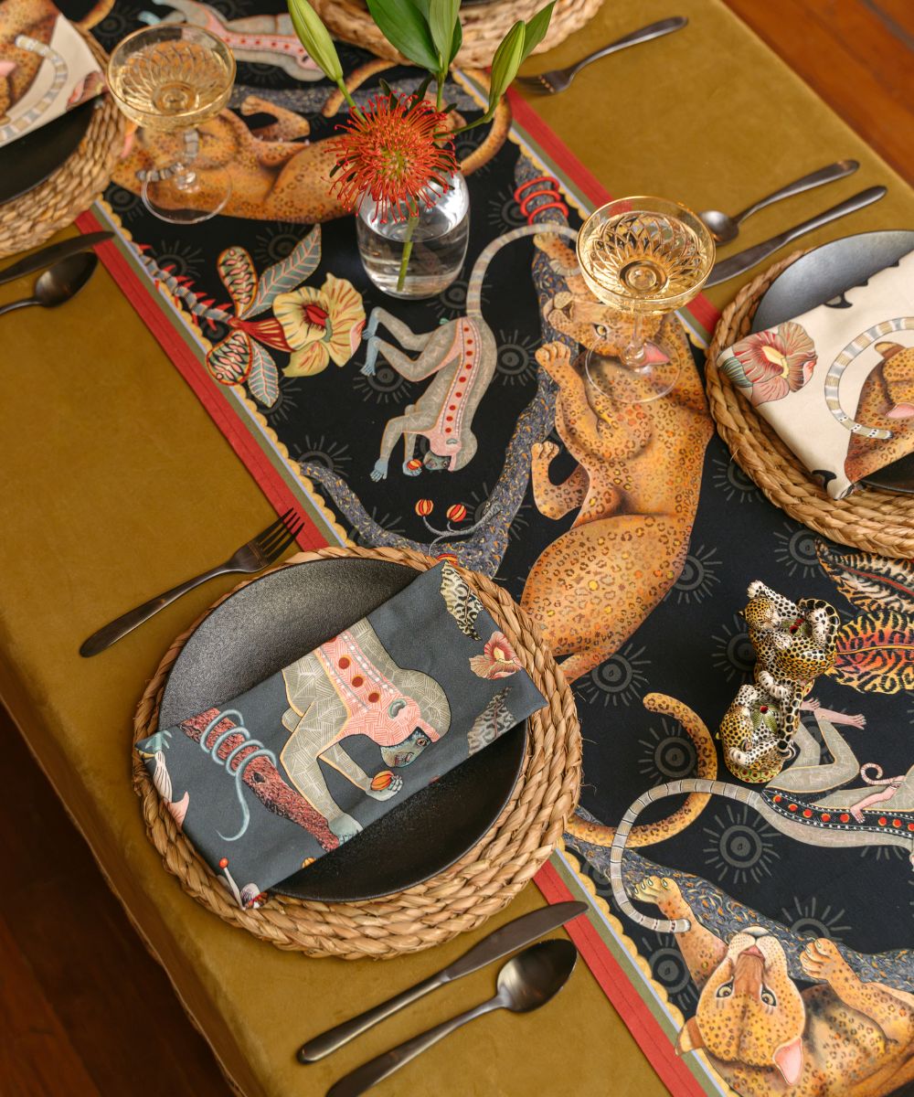 Monkey Tales Cotton Table Runner - Night