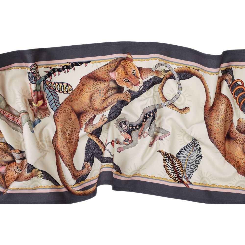 Monkey Tales Cotton Table Runner - Stone