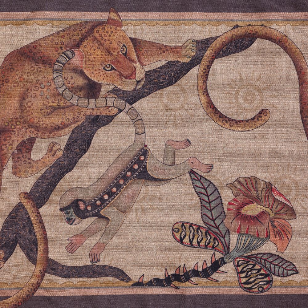 Monkey Tales Linaza Table Runner - Stone
