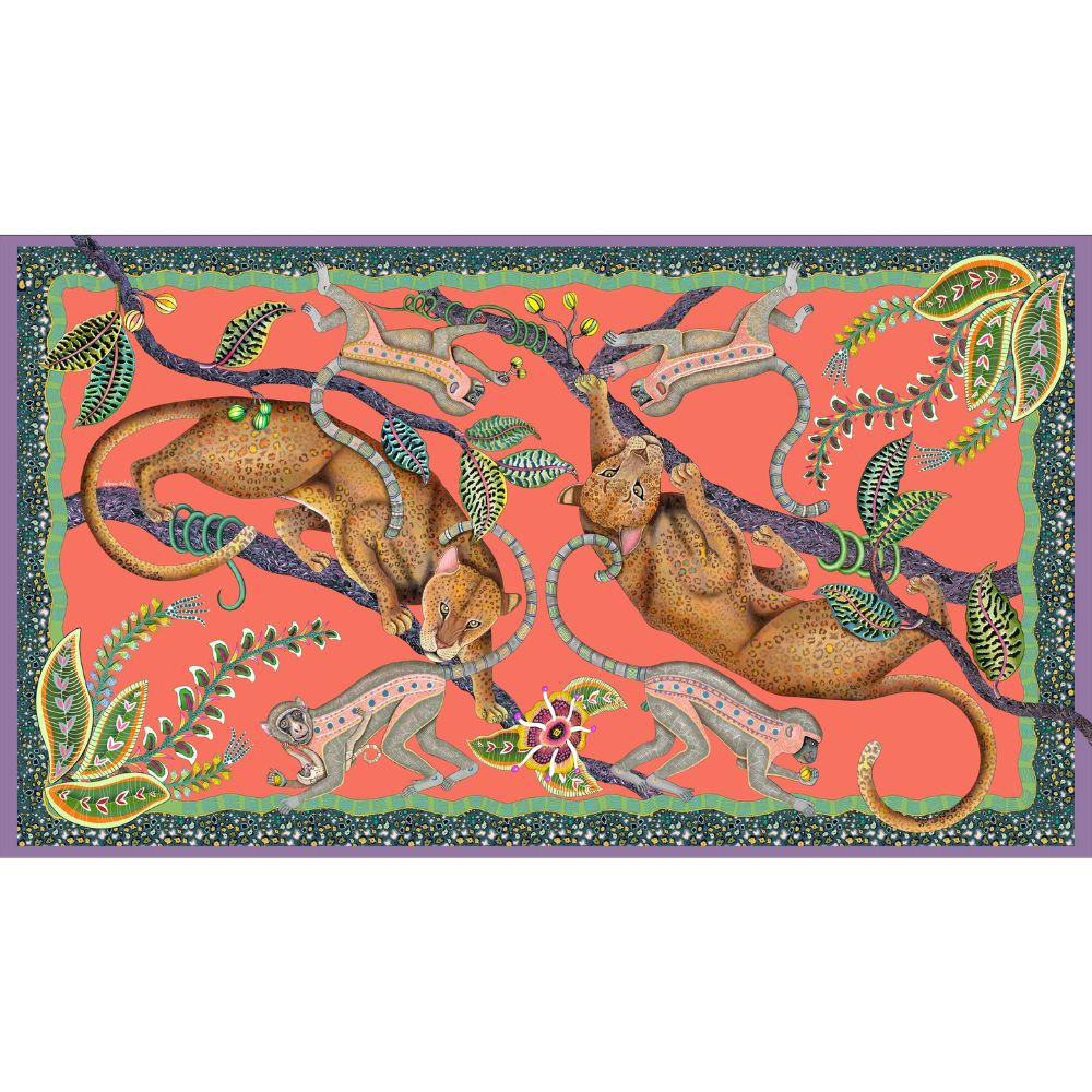 Monkey Tales Linaza Tablecloth - Coral