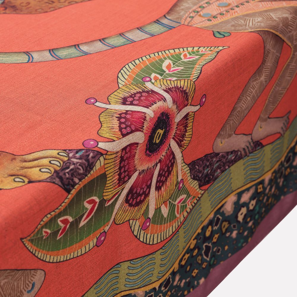 Monkey Tales Linaza Tablecloth - Coral