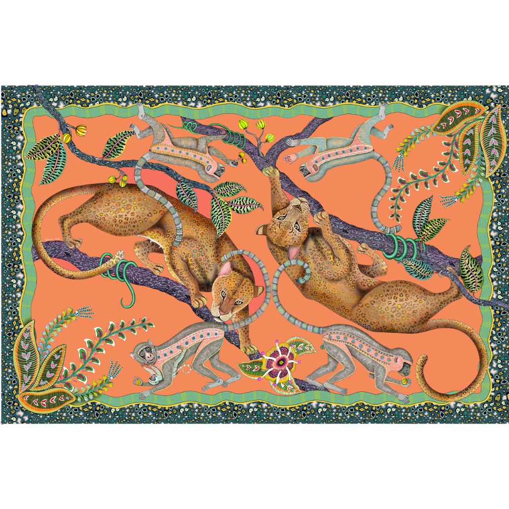 Monkey Tales Linaza Tablecloth - Coral