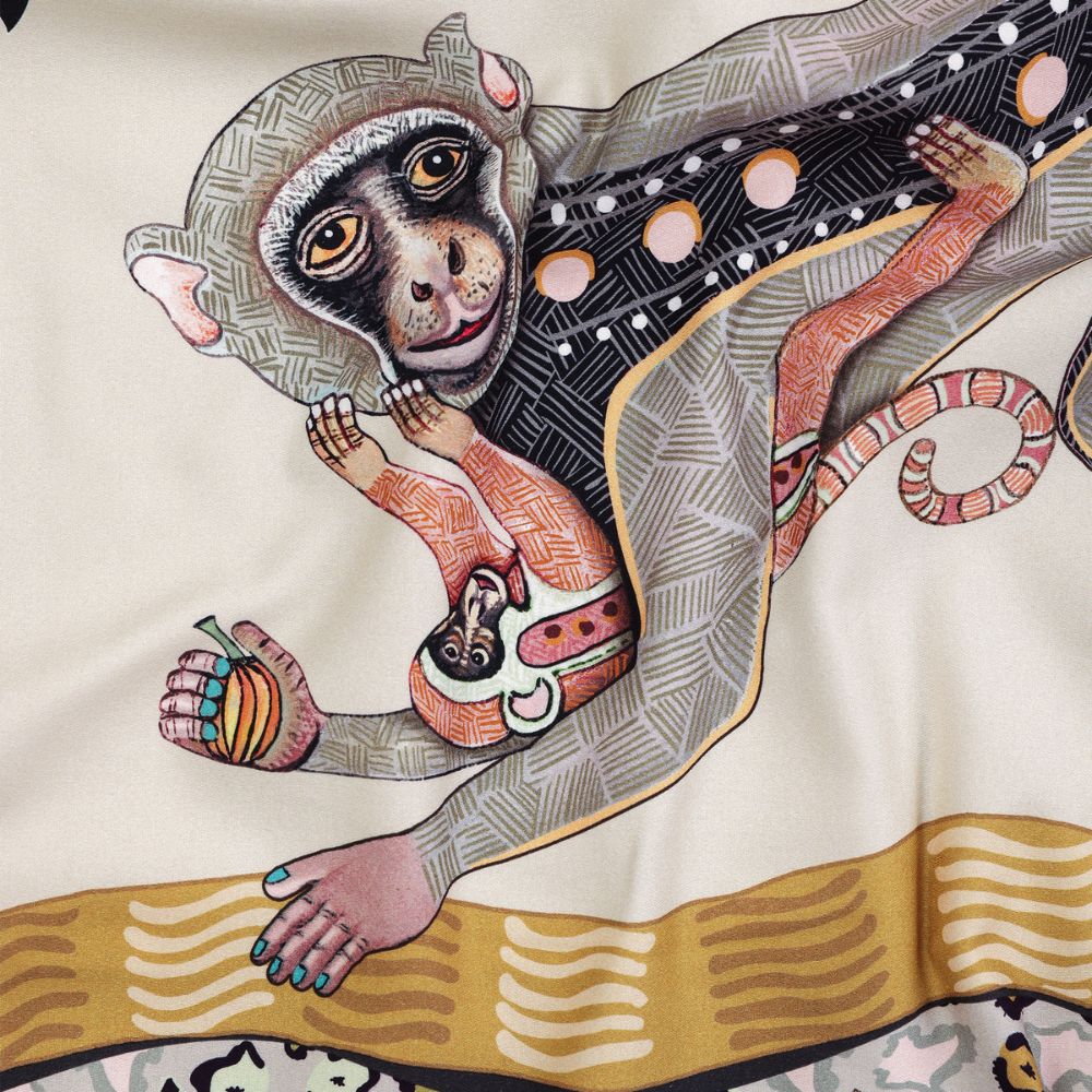 Monkey Tales Cotton Tablecloth - Stone