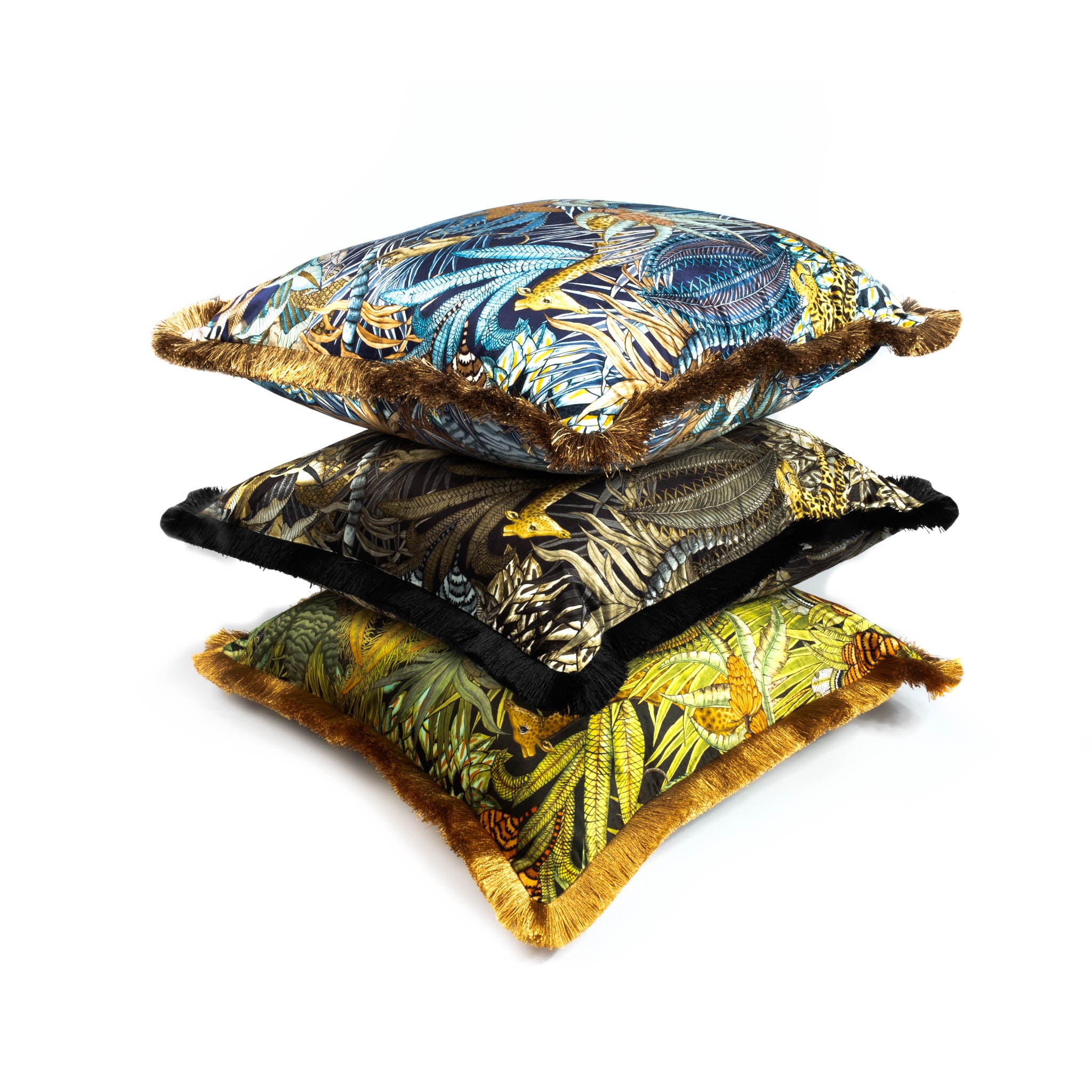 Sabie Forest Pillow - Velvet w/ Fringe - Moonlight