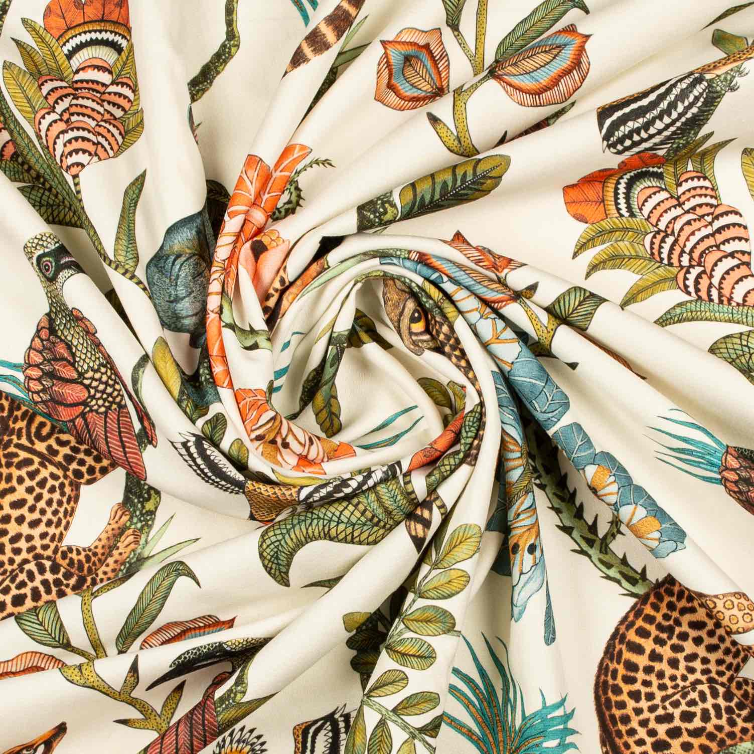 Camp Critters Fabric - Linen - Coral