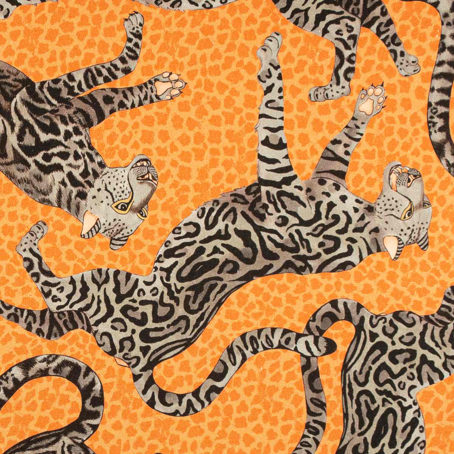 Cheetah Kings Fabric - Linen - Coral
