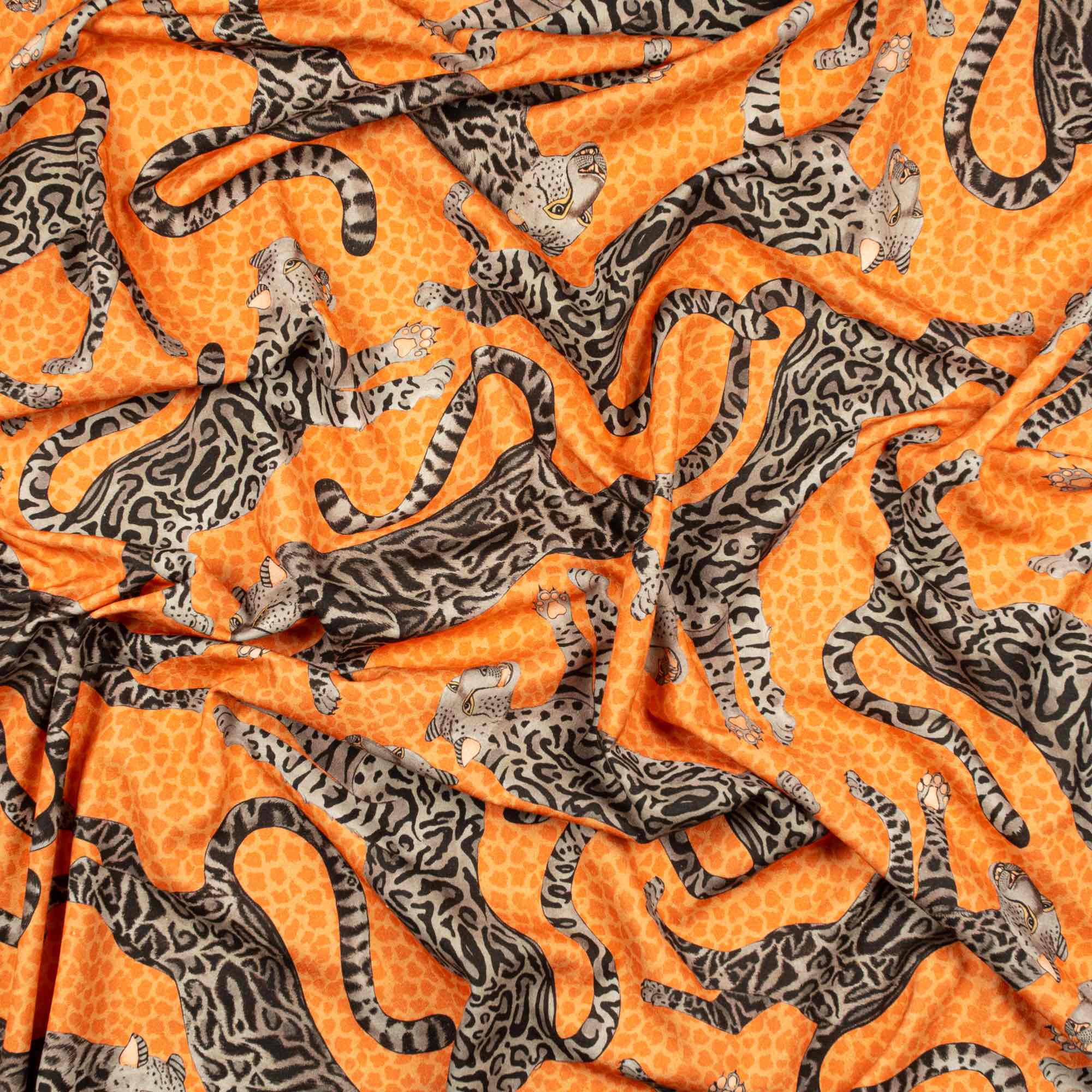Cheetah Kings Fabric - Linen - Coral