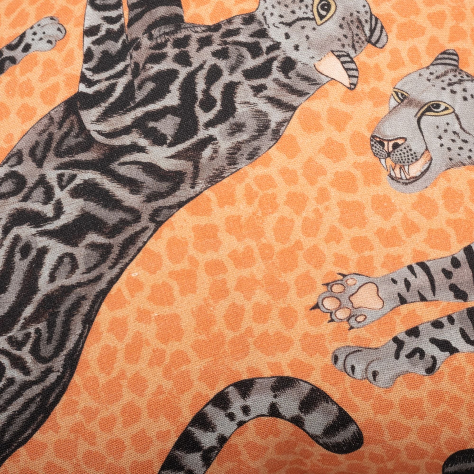 Cheetah Kings Fabric - Linen - Coral