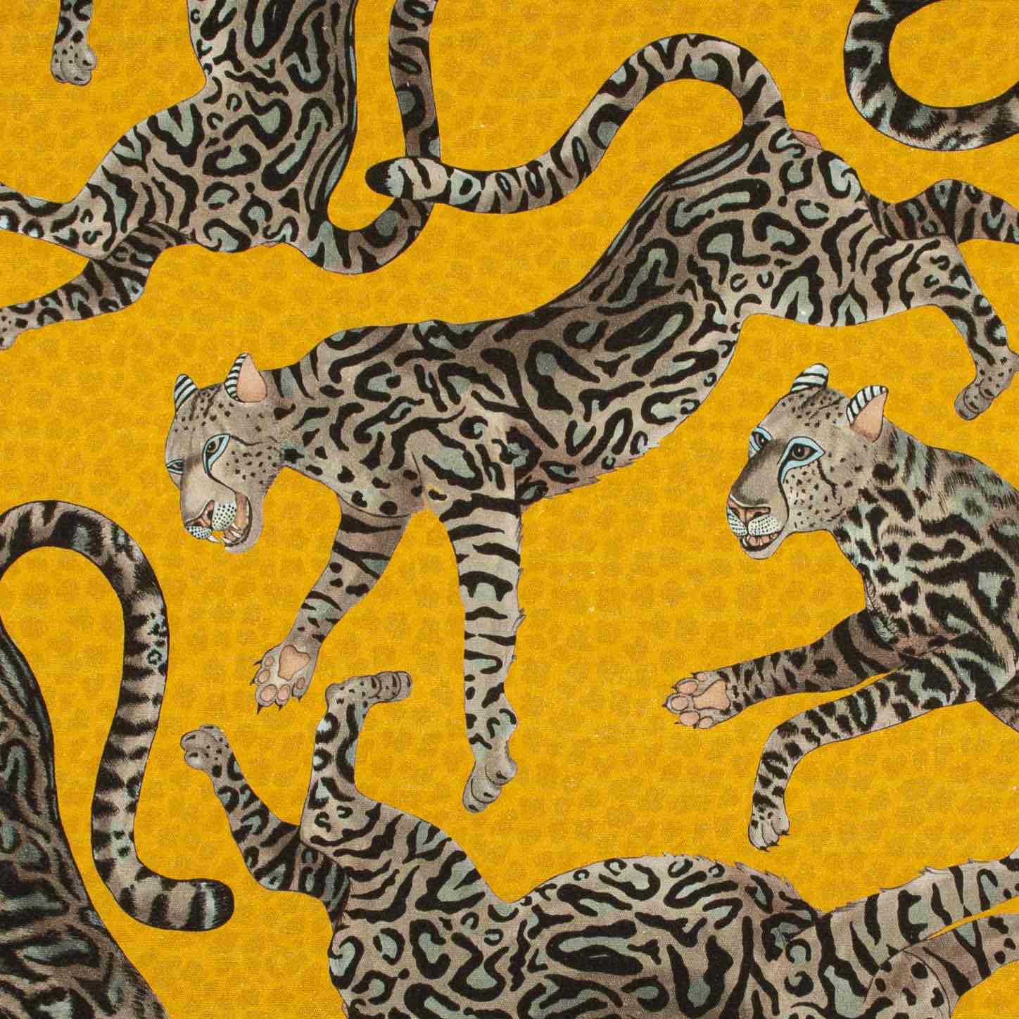 Cheetah Kings Fabric - Linen - Gold