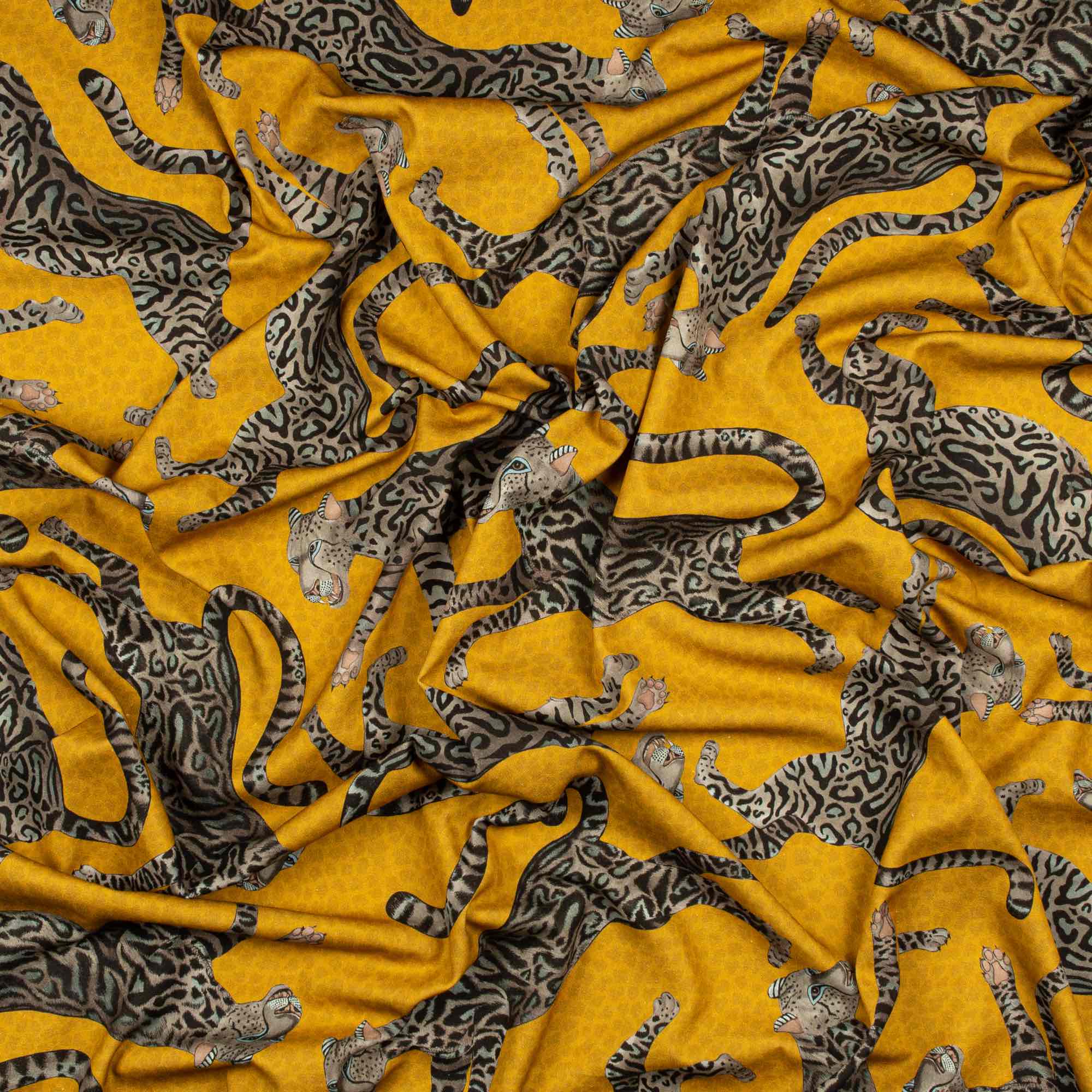 Cheetah Kings Fabric - Linen - Gold