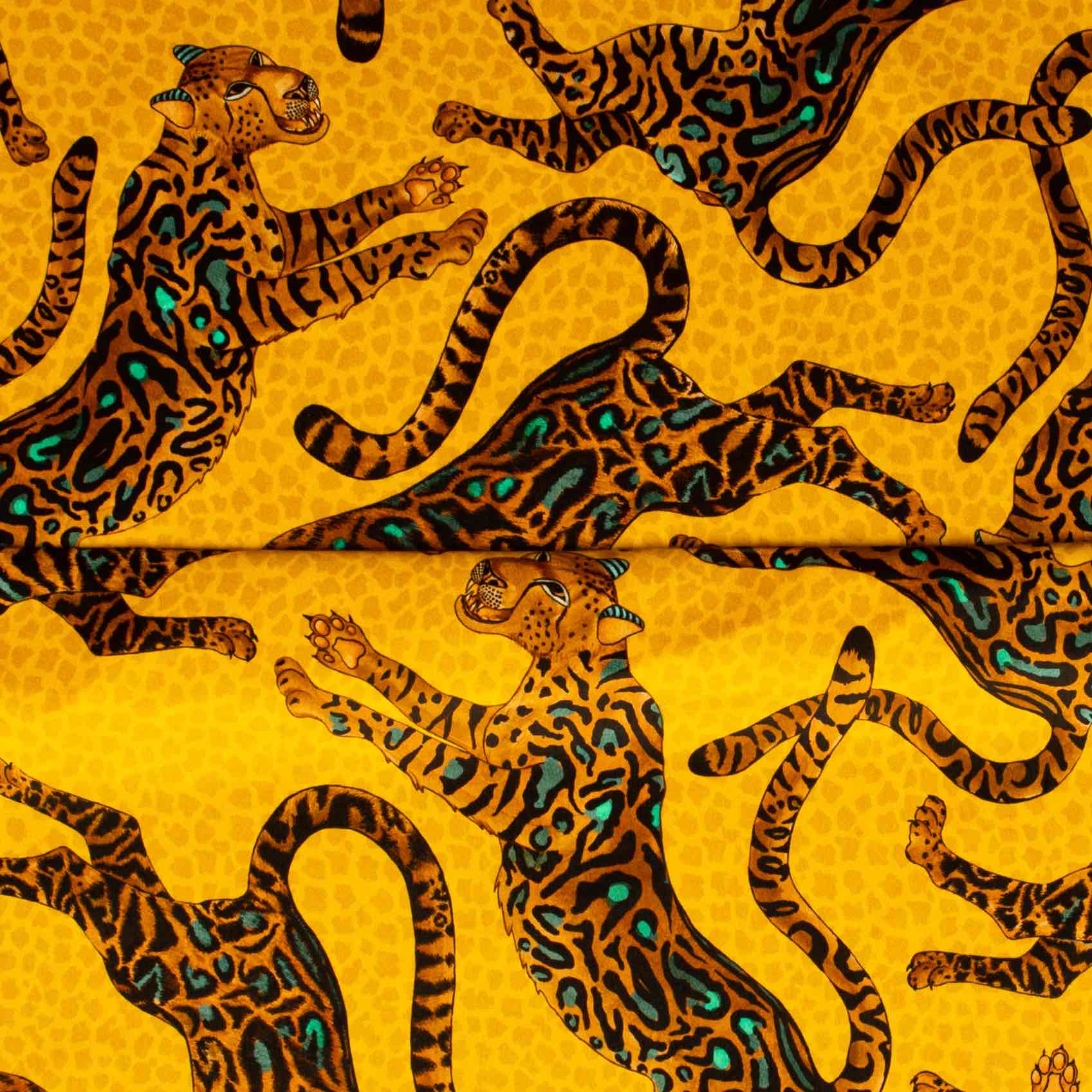 Cheetah Kings Fabric - Velvet - Gold