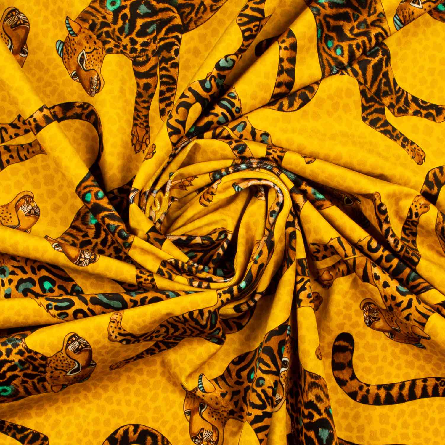 Cheetah Kings Fabric - Velvet - Gold