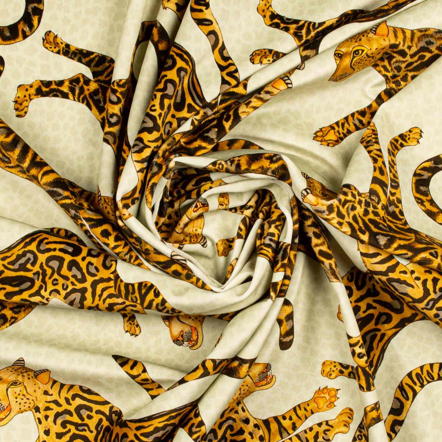 Cheetah Kings Fabric - Velvet - Stone