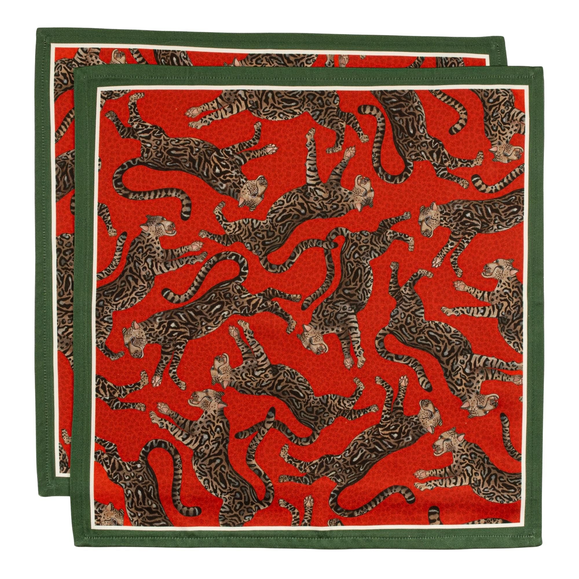 Cheetah Kings Napkins (Pair) - Royal Red