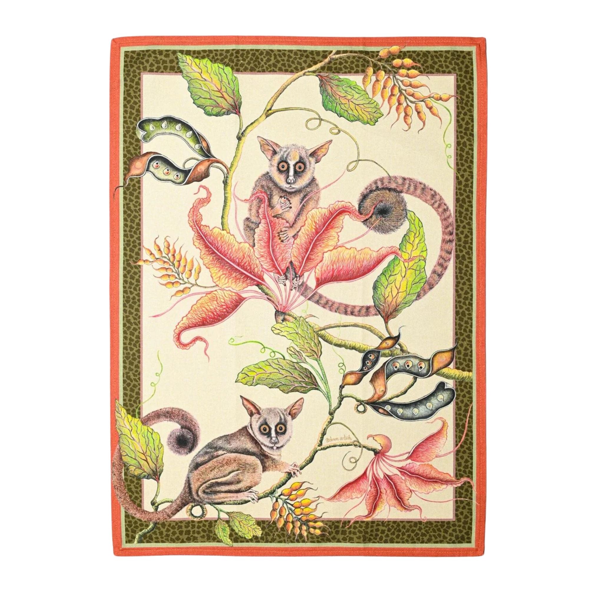 Bush Baby Tea Towel - Parakeet