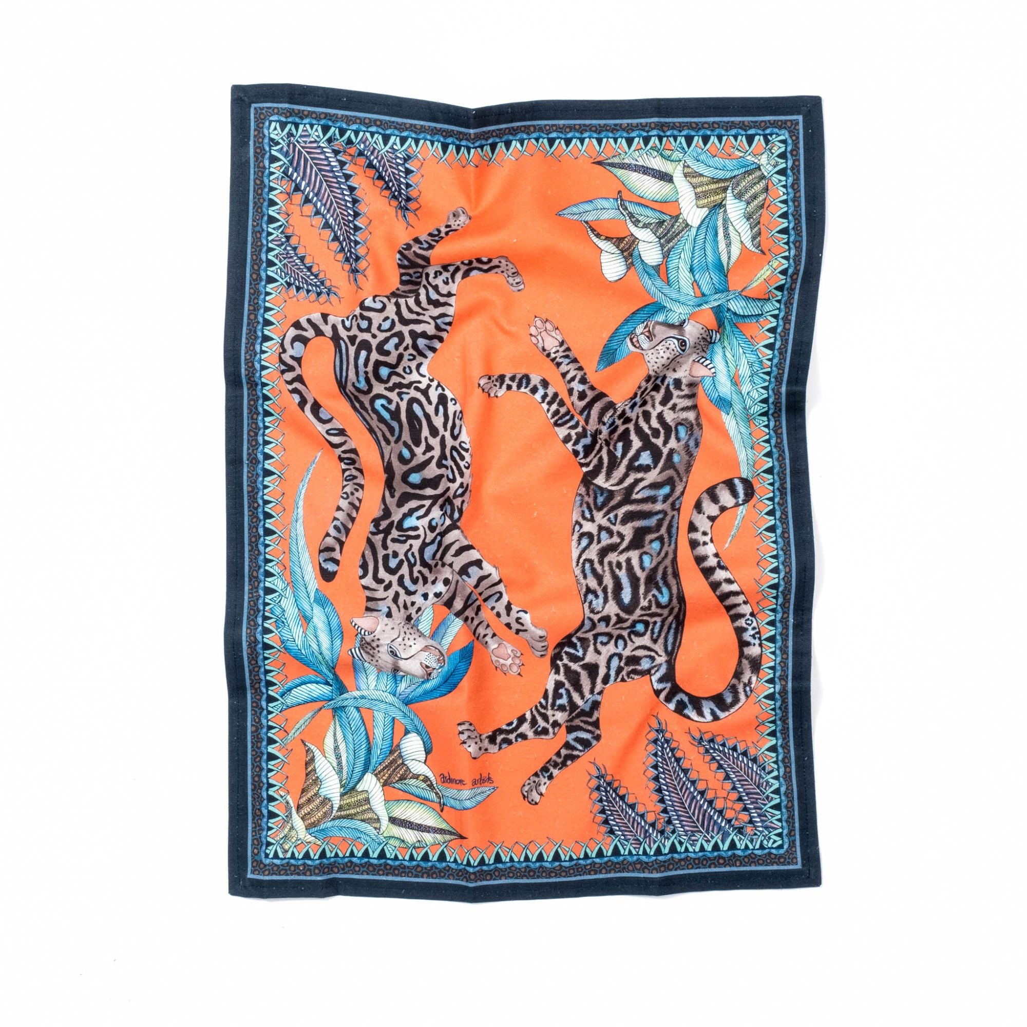 Cheetah Kings Tea Towel - Coral