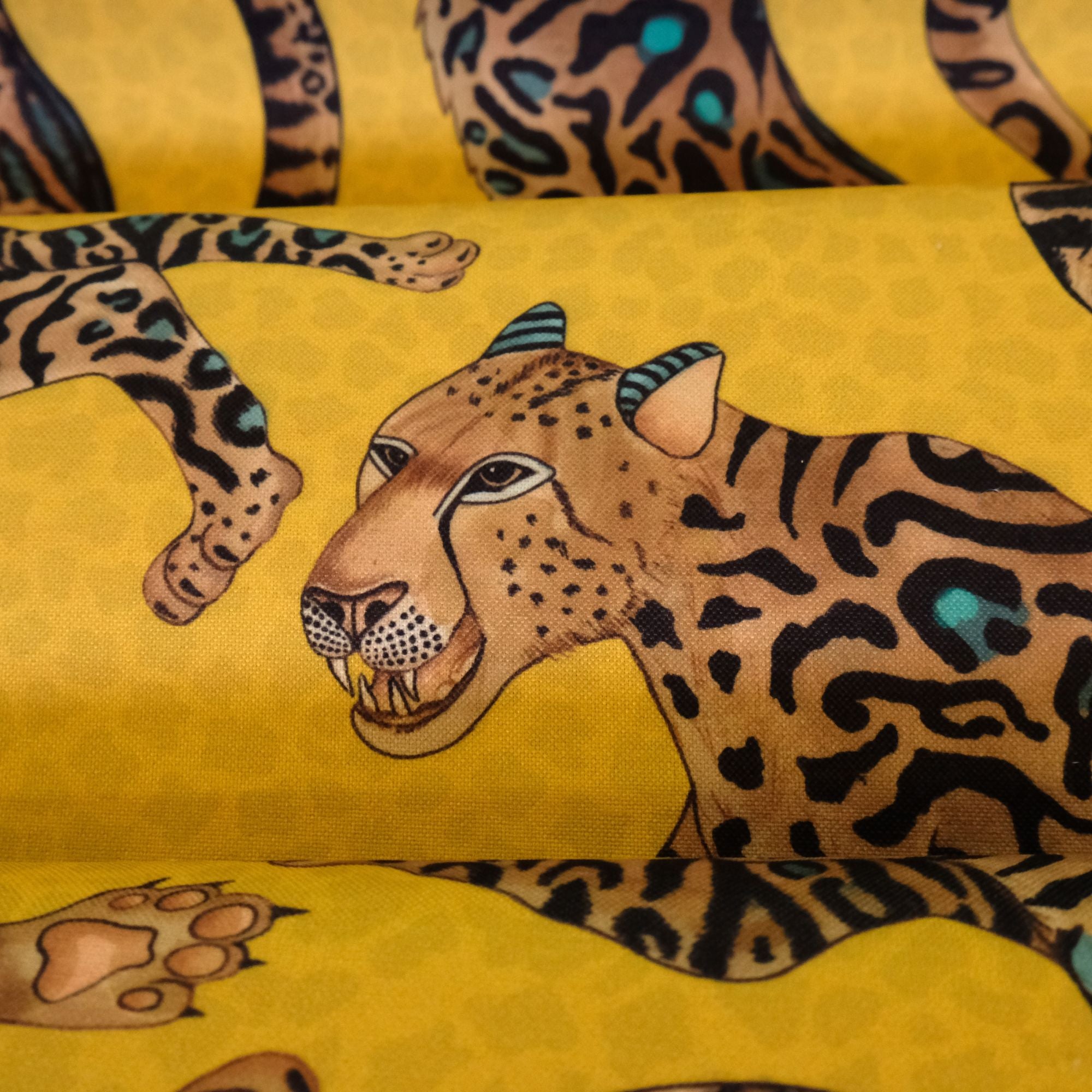 Cheetah Kings Outdoor Fabric - Gold