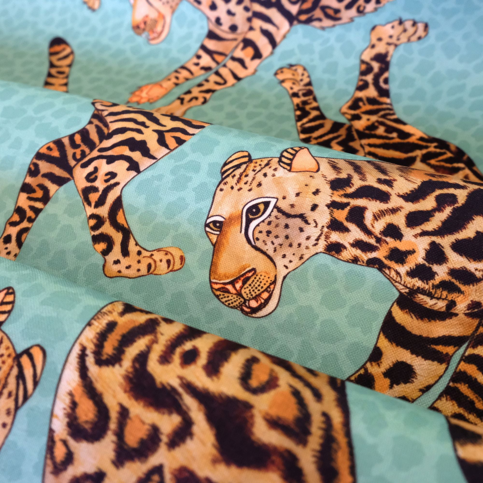 Cheetah Kings Outdoor Fabric - Jade