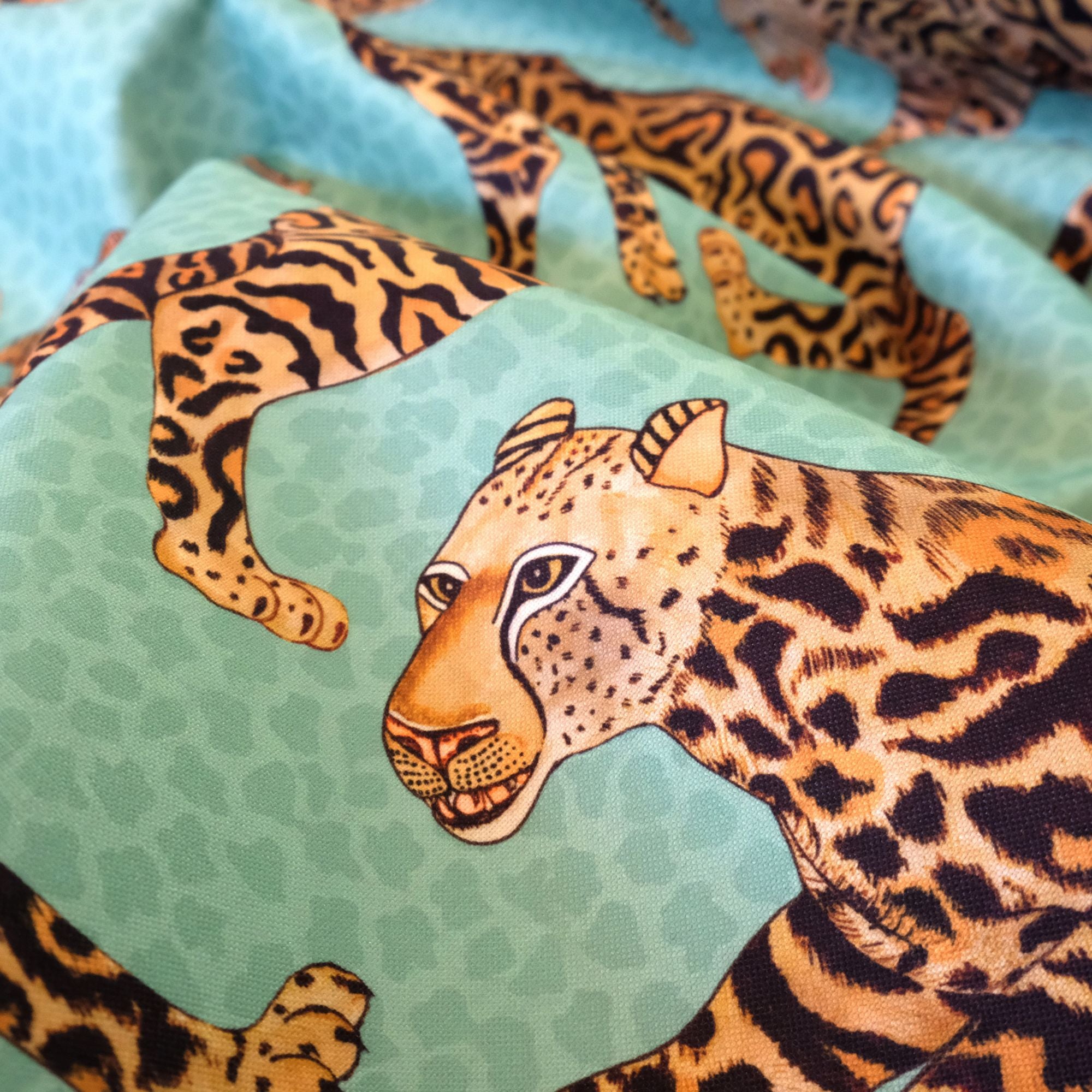 Cheetah Kings Outdoor Fabric - Jade