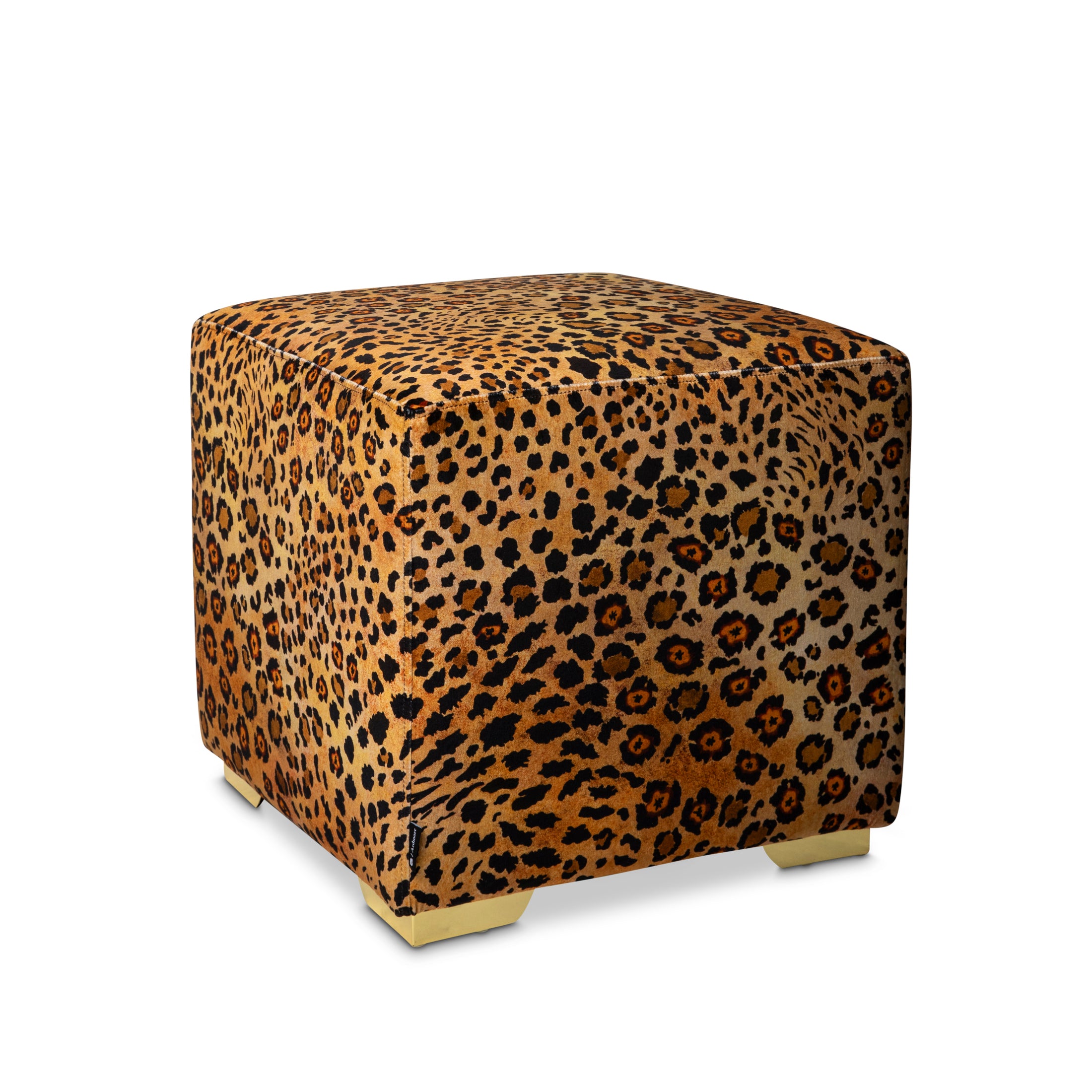 Safari Spot Velvet Gold Cube Ottoman