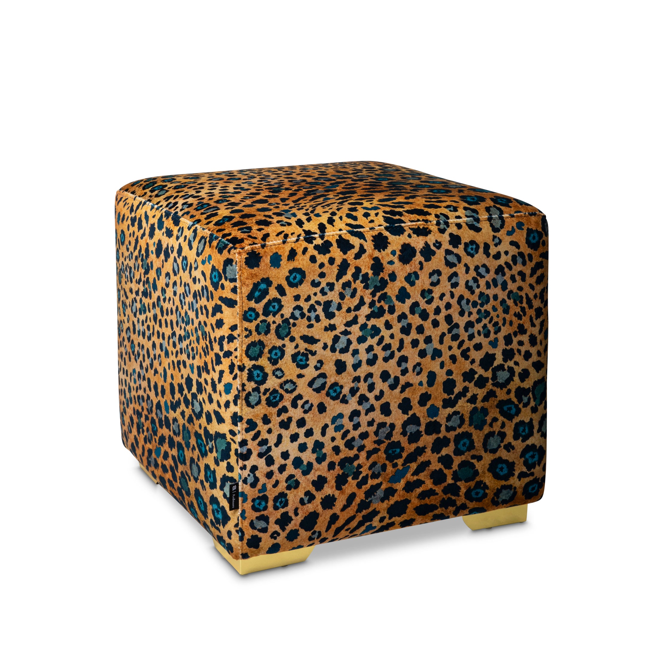 Safari Spot Velvet Midnight Cube Ottoman