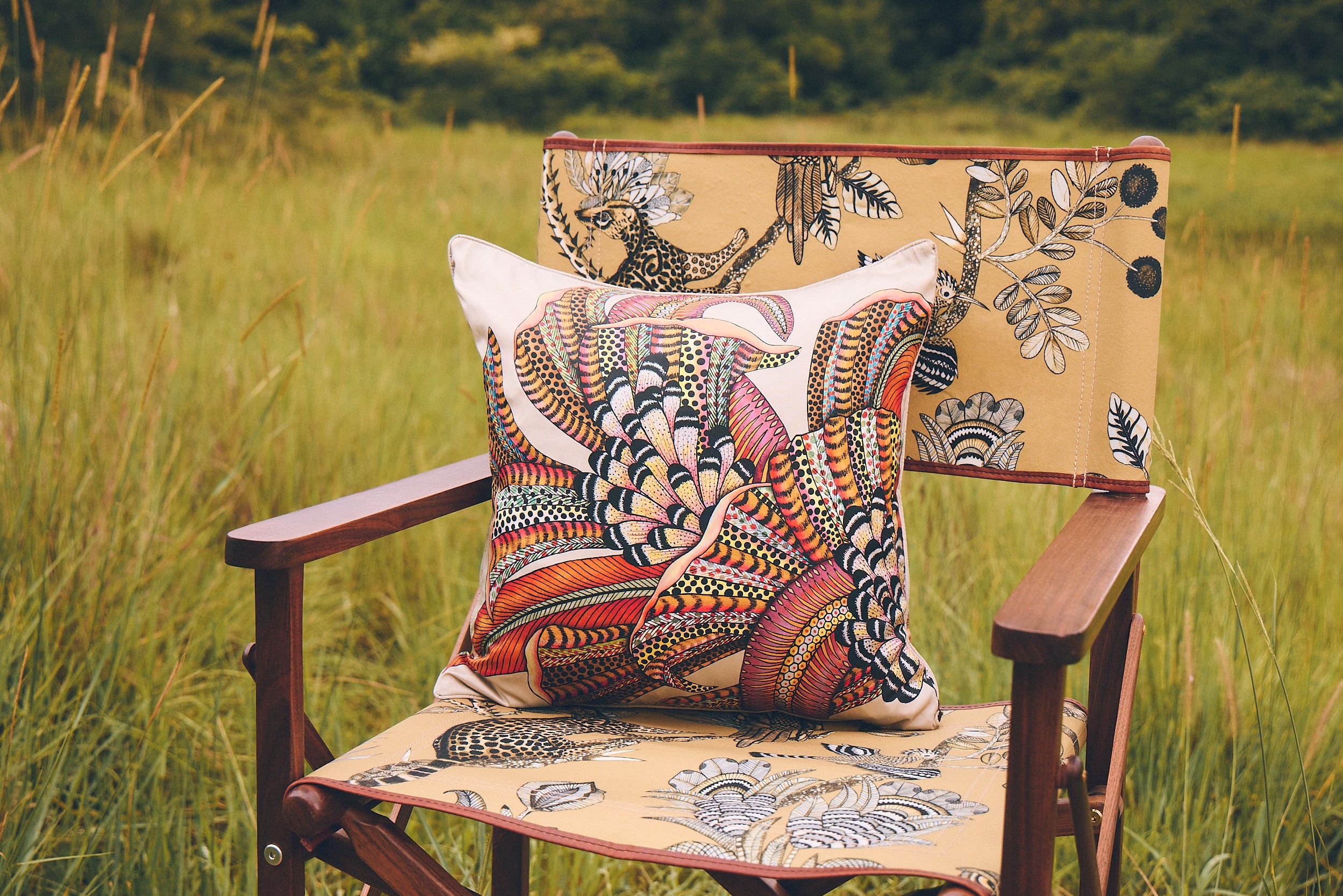 Hornbill Garden Pillow - Silk - Stone