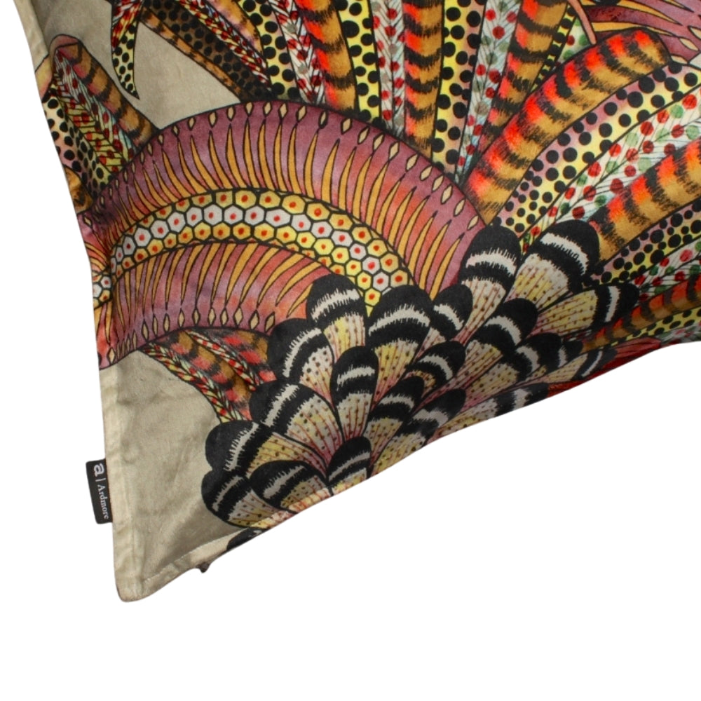 Hornbill Garden Velvet Pillow - Stone