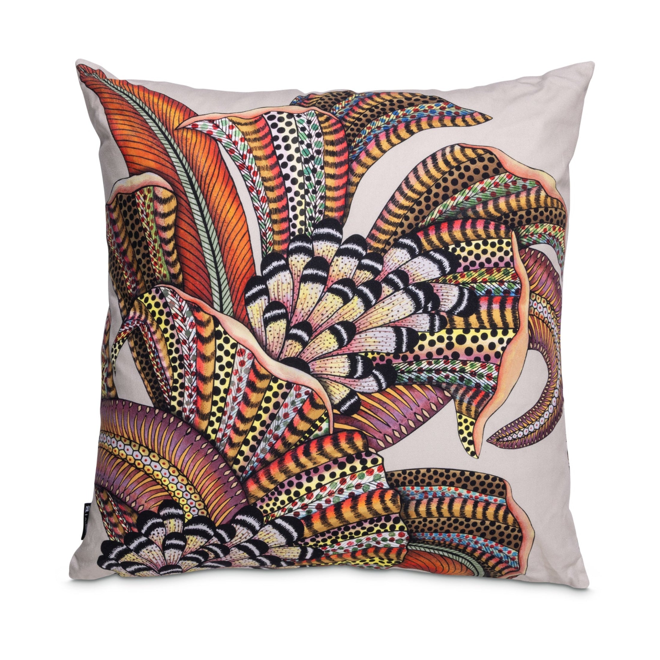 Hornbill Garden Cotton Pillow - Stone