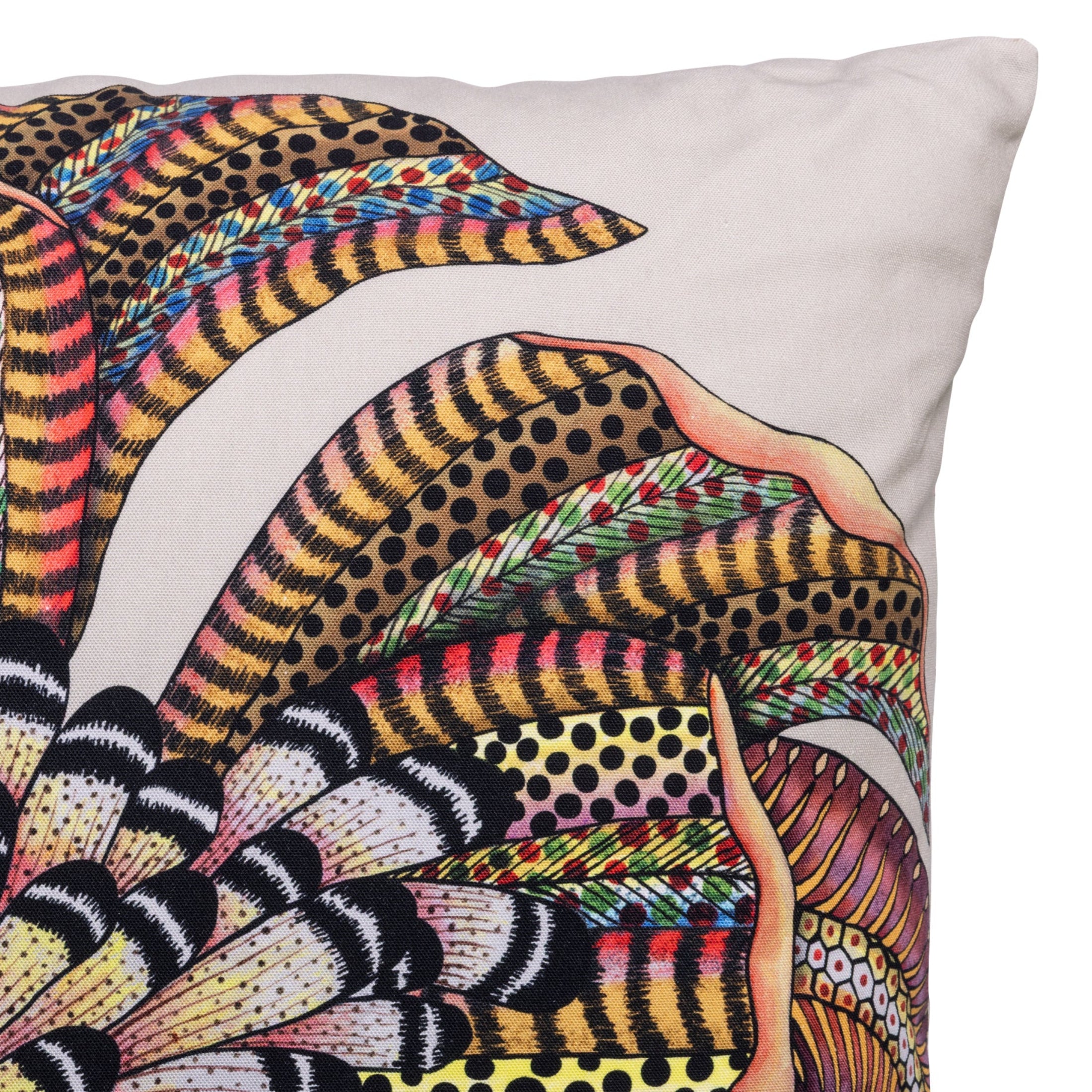 Hornbill Garden Cotton Pillow - Stone