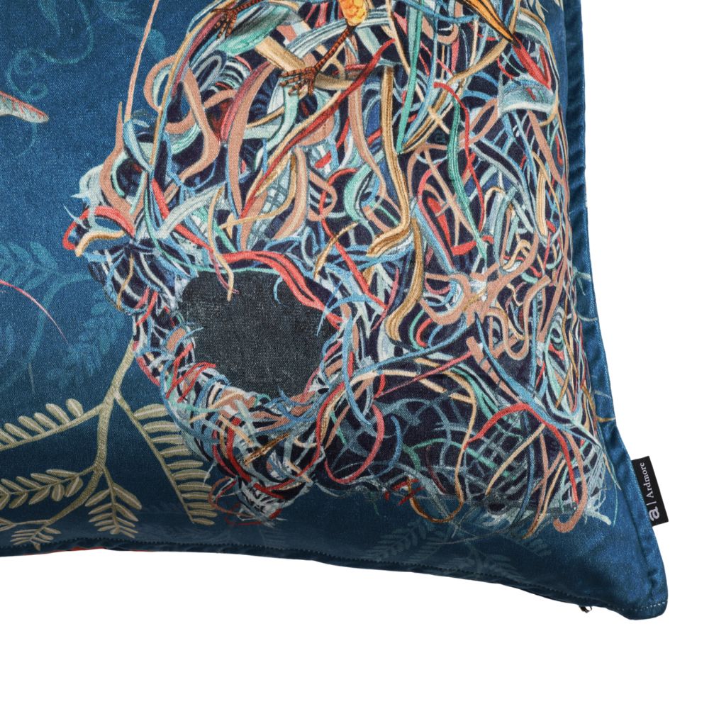 Thanda Nest Velvet Pillow - Midnight