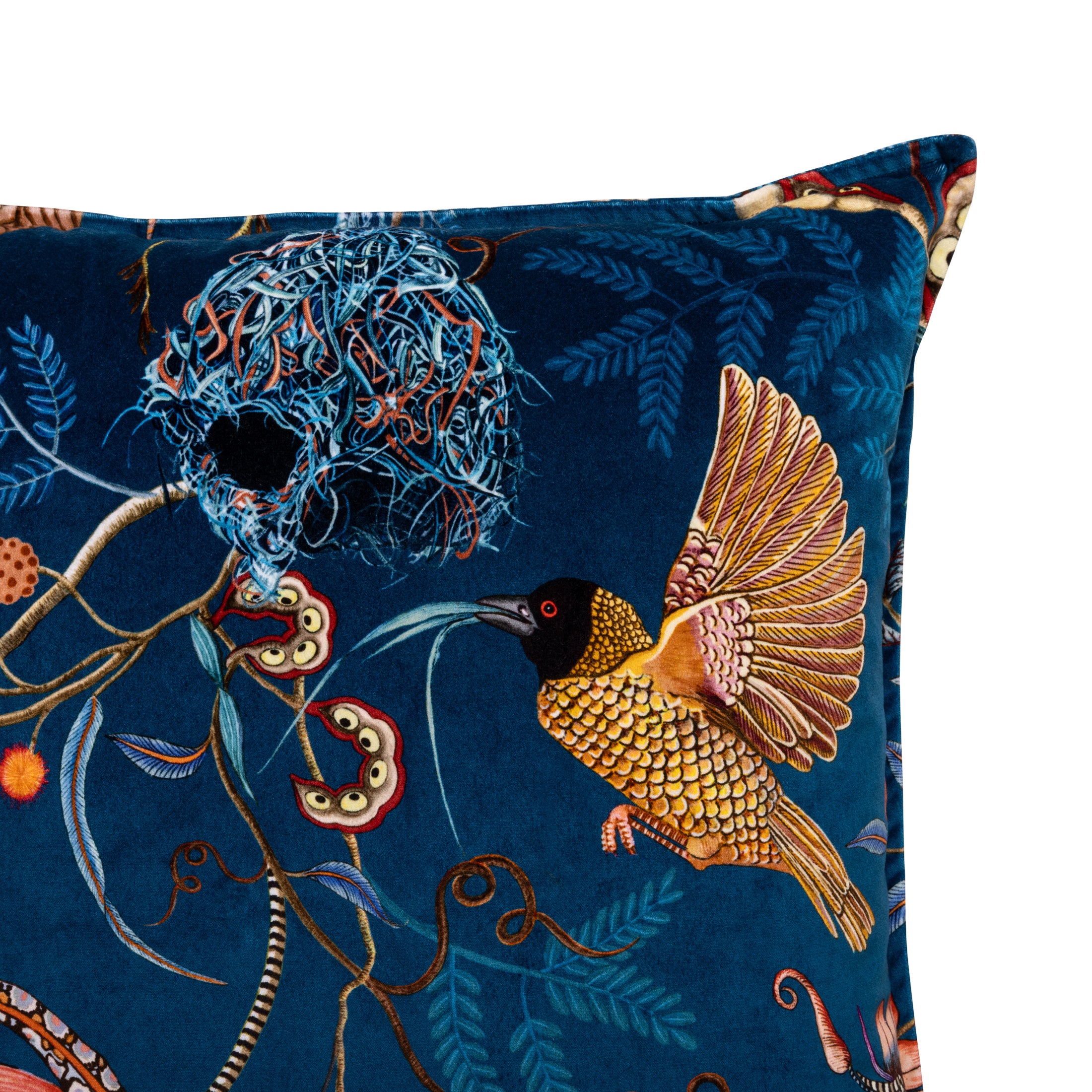 Thanda Nest Velvet Pillow - Midnight