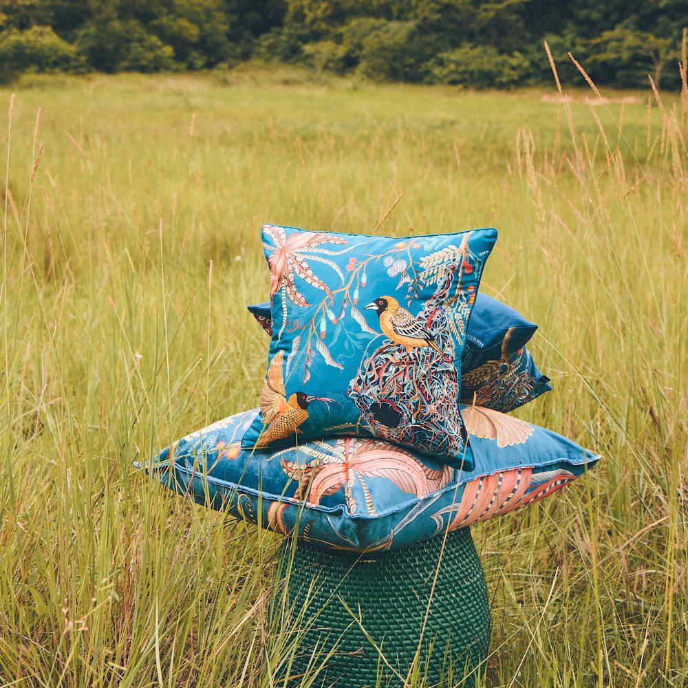 Thanda Nest Velvet Pillow - Midnight