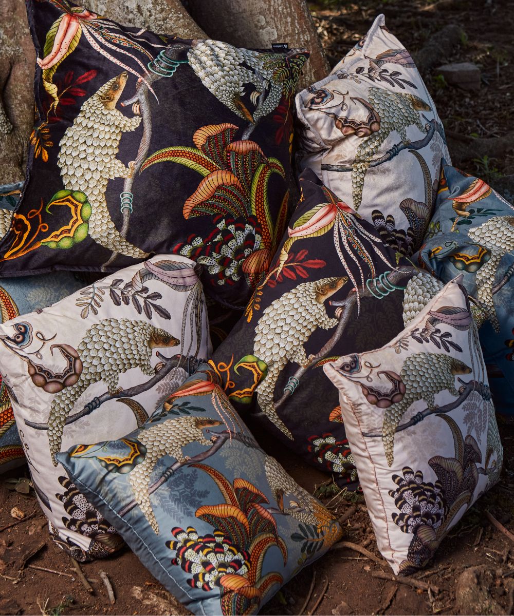 Thanda Pangolin Pillow - Silk - Ash