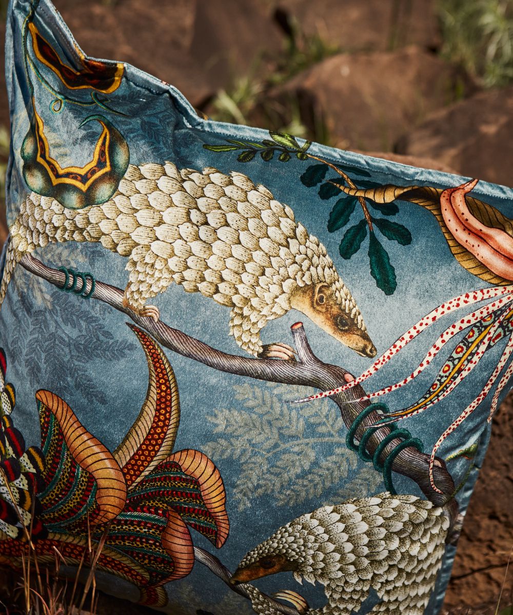 Thanda Pangolin Pillow - Velvet - Ash