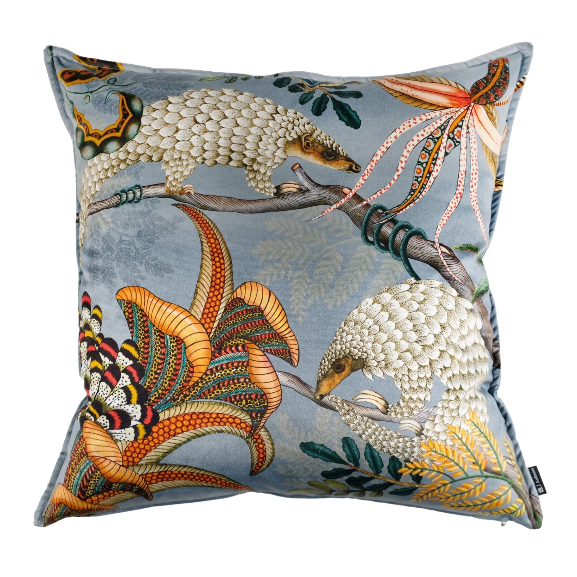 Thanda Pangolin Velvet Pillow - Ash
