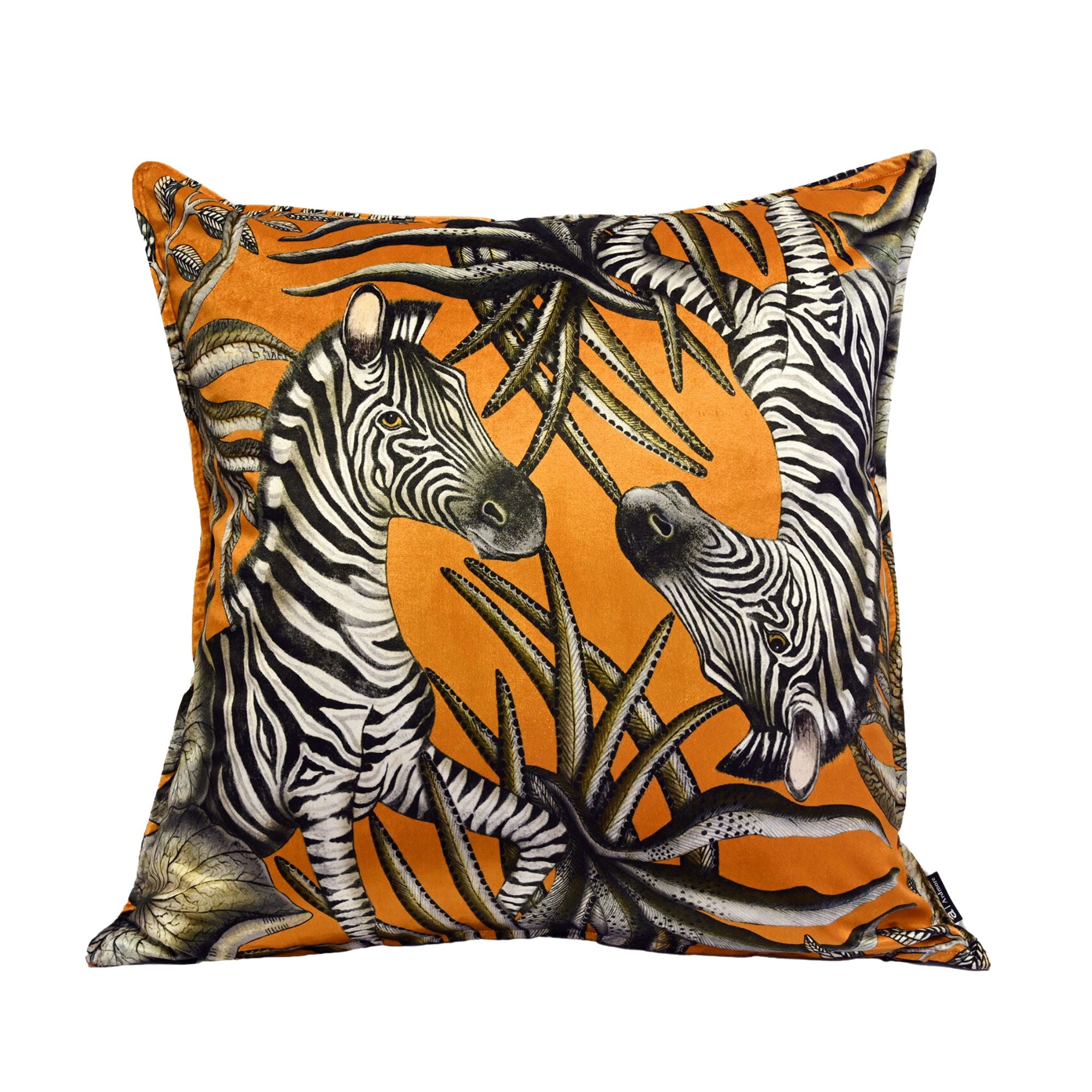 Thanda Stripe Pillow - Velvet - Flame