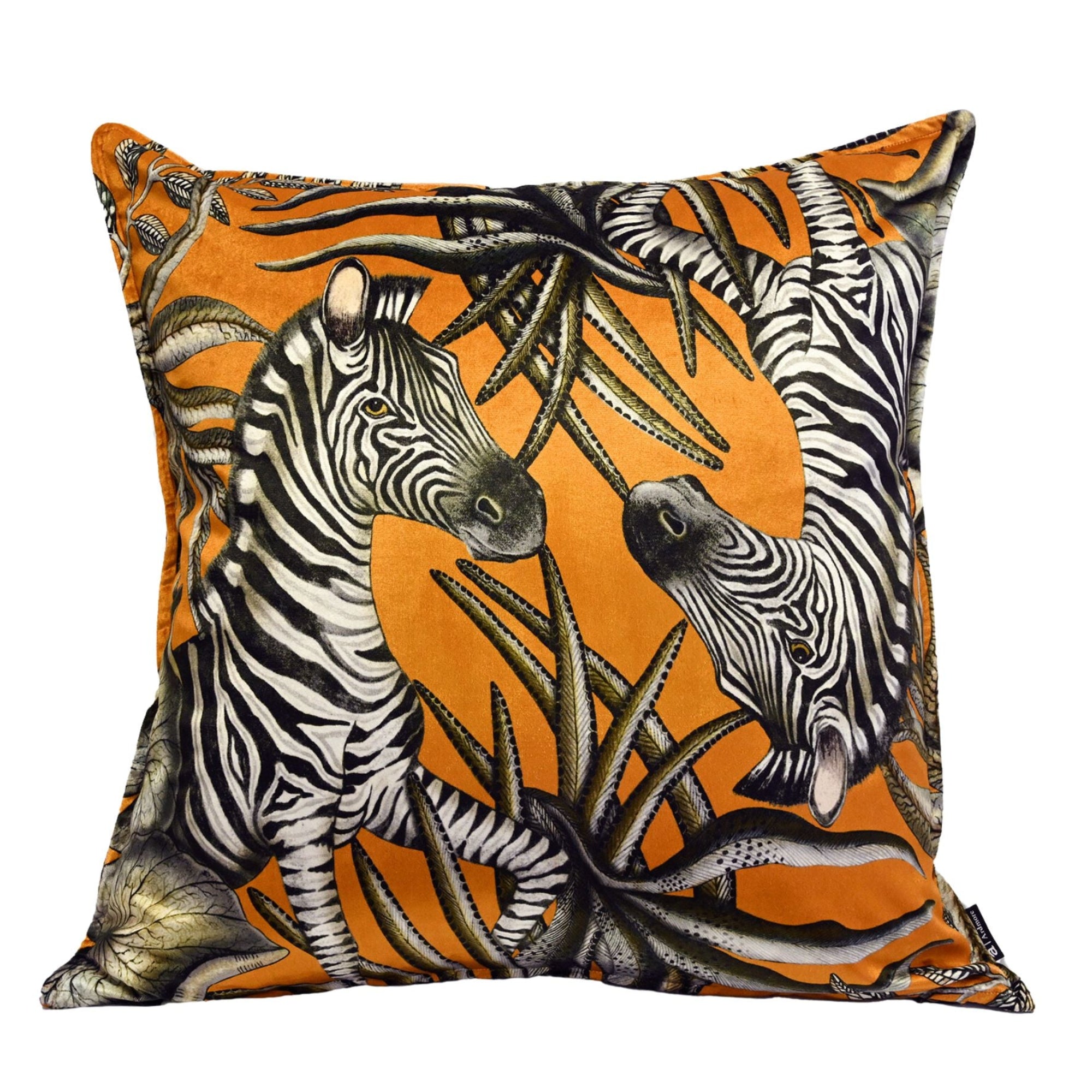 Thanda Stripe Velvet Pillow - Flame