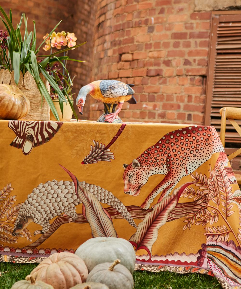 Pangolin Park Tablecloth - Cotton - Flame - Square