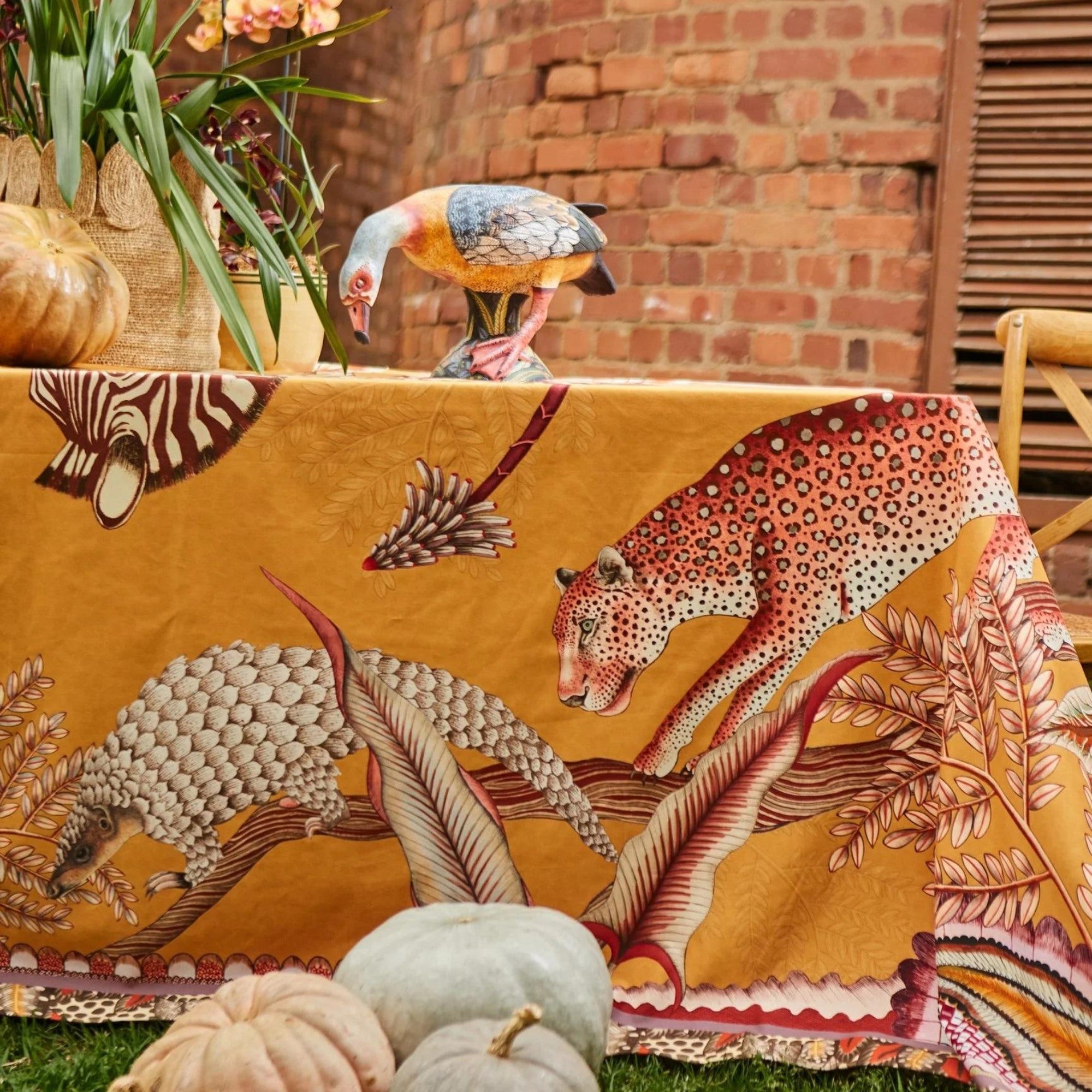 Pangolin Park Tablecloth - Cotton - Flame - Square
