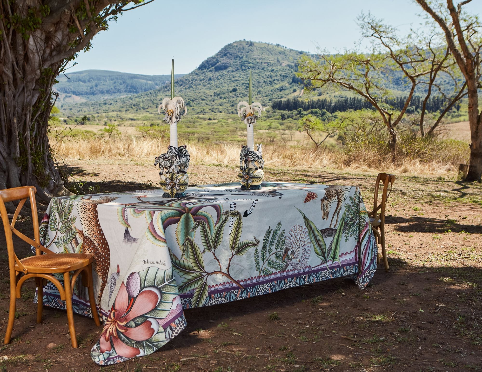 Pangolin Park Tablecloth - Cotton - Stone - Small