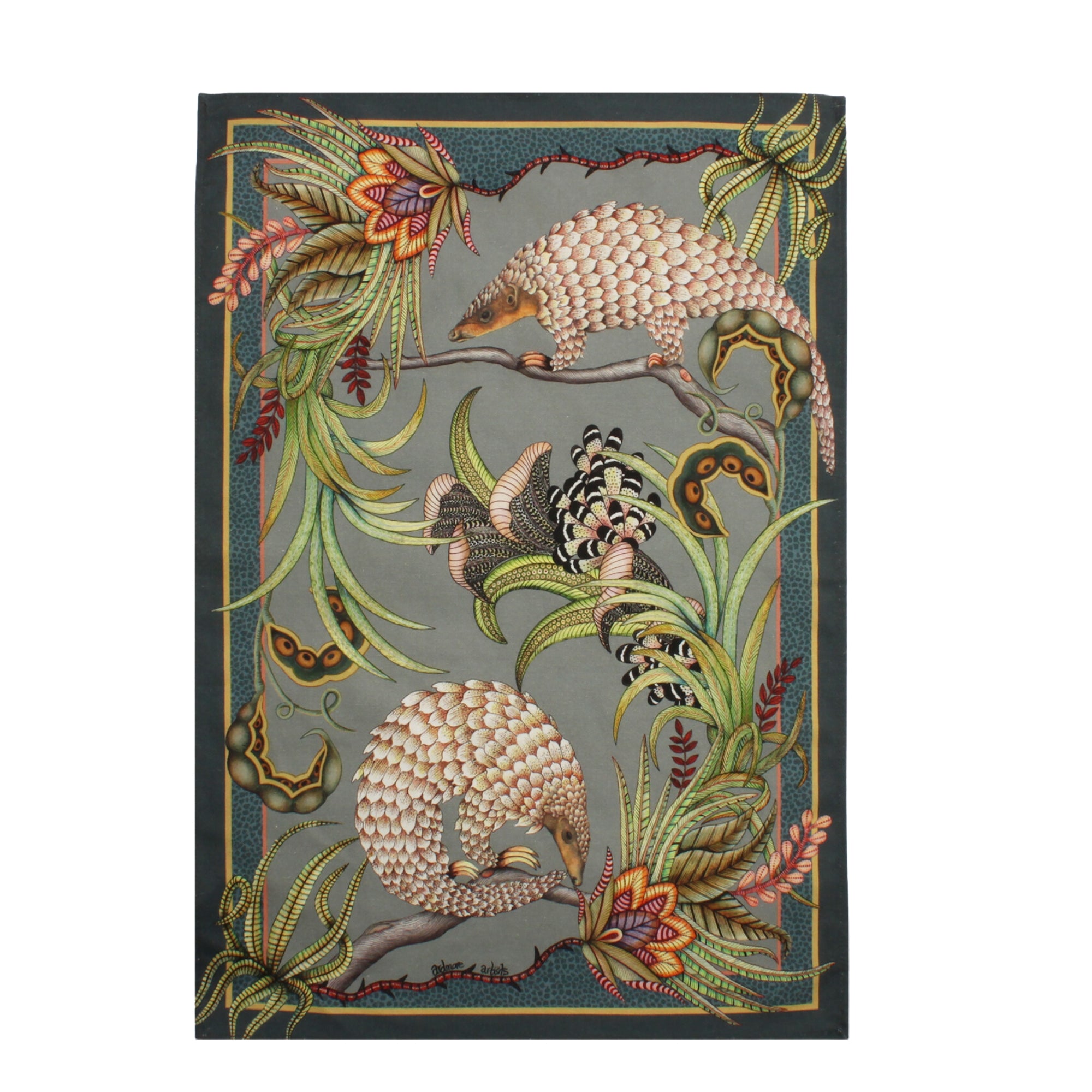 Pangolin Pair Tea Towel - Ash