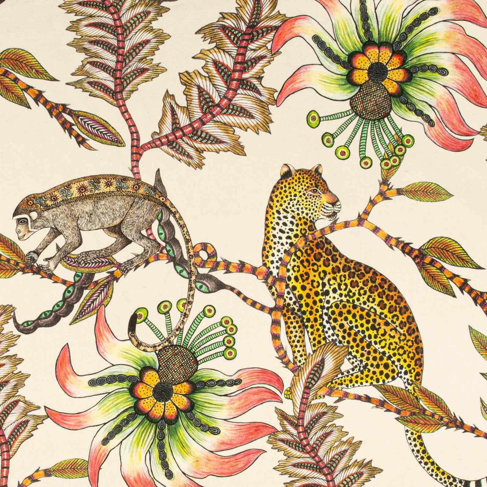 Monkey Bean Fabric - Linen - Parakeet