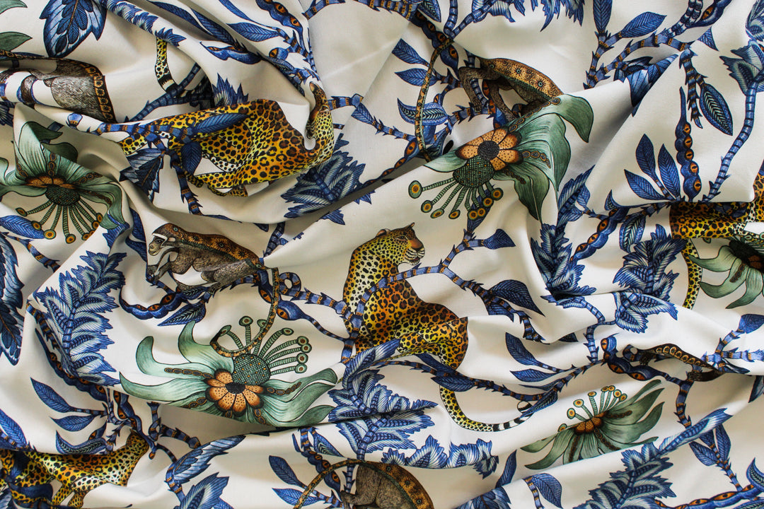 Monkey Bean Fabric - Linen - Tanzanite