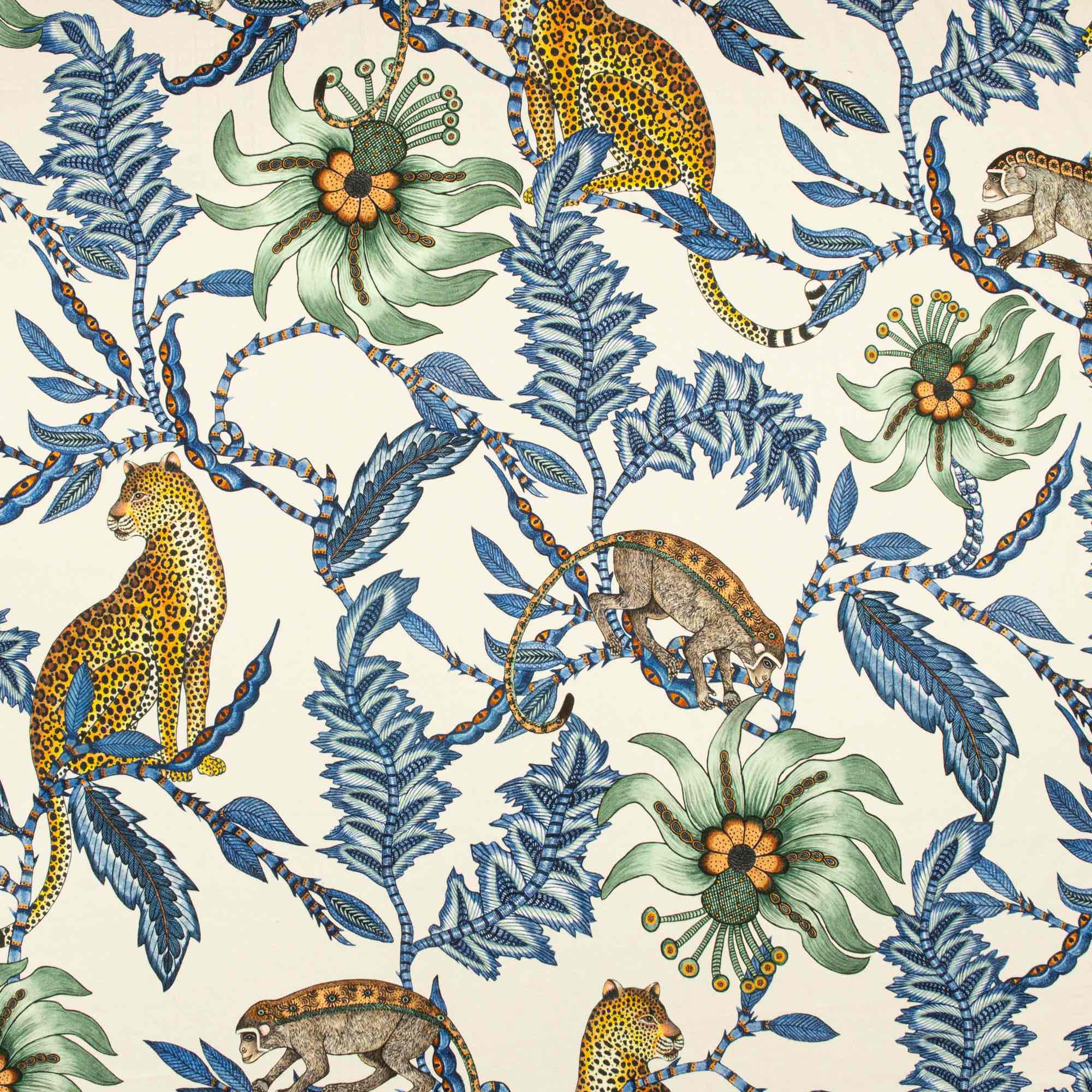Monkey Bean Fabric - Linen - Tanzanite