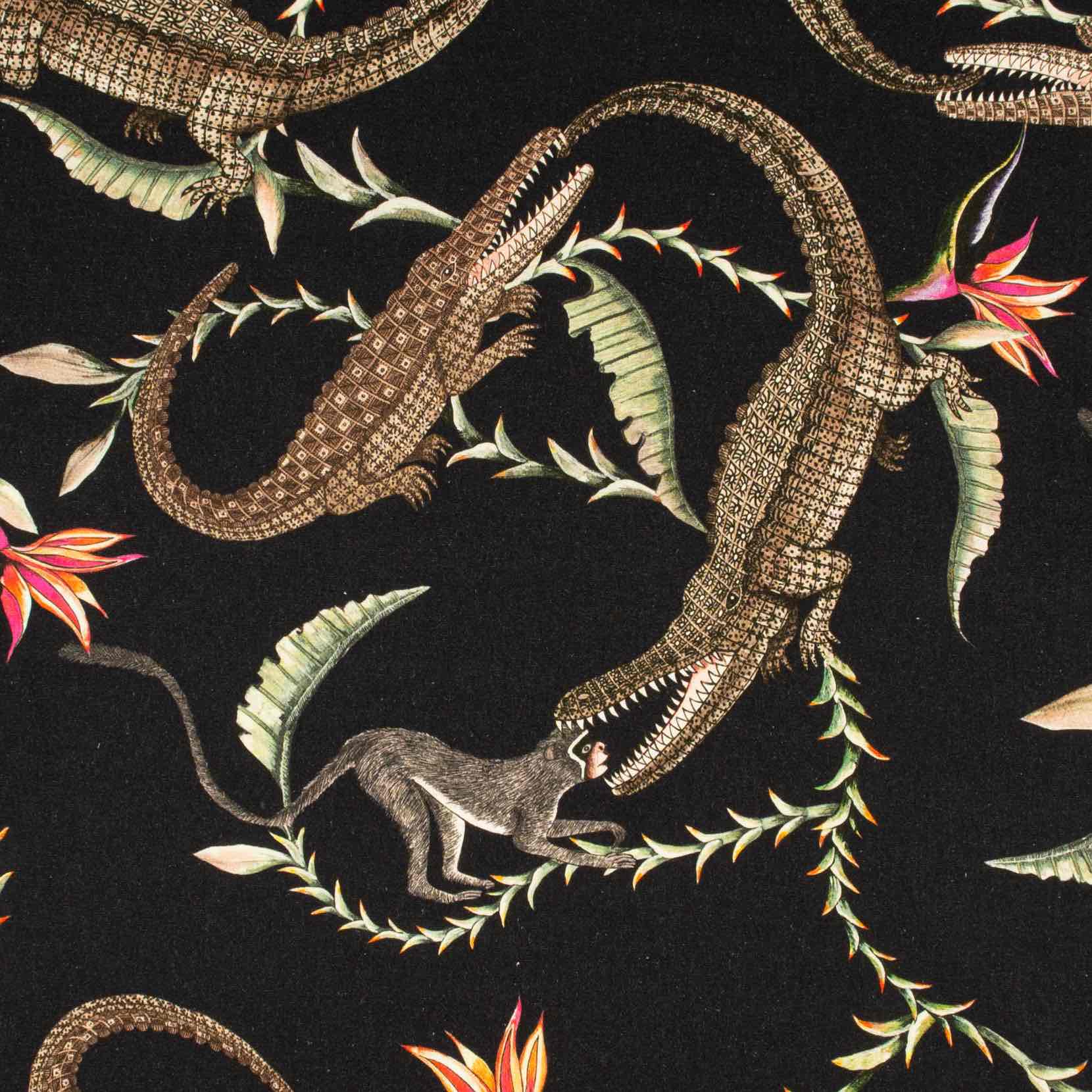 River Chase Fabric - Linen - Night